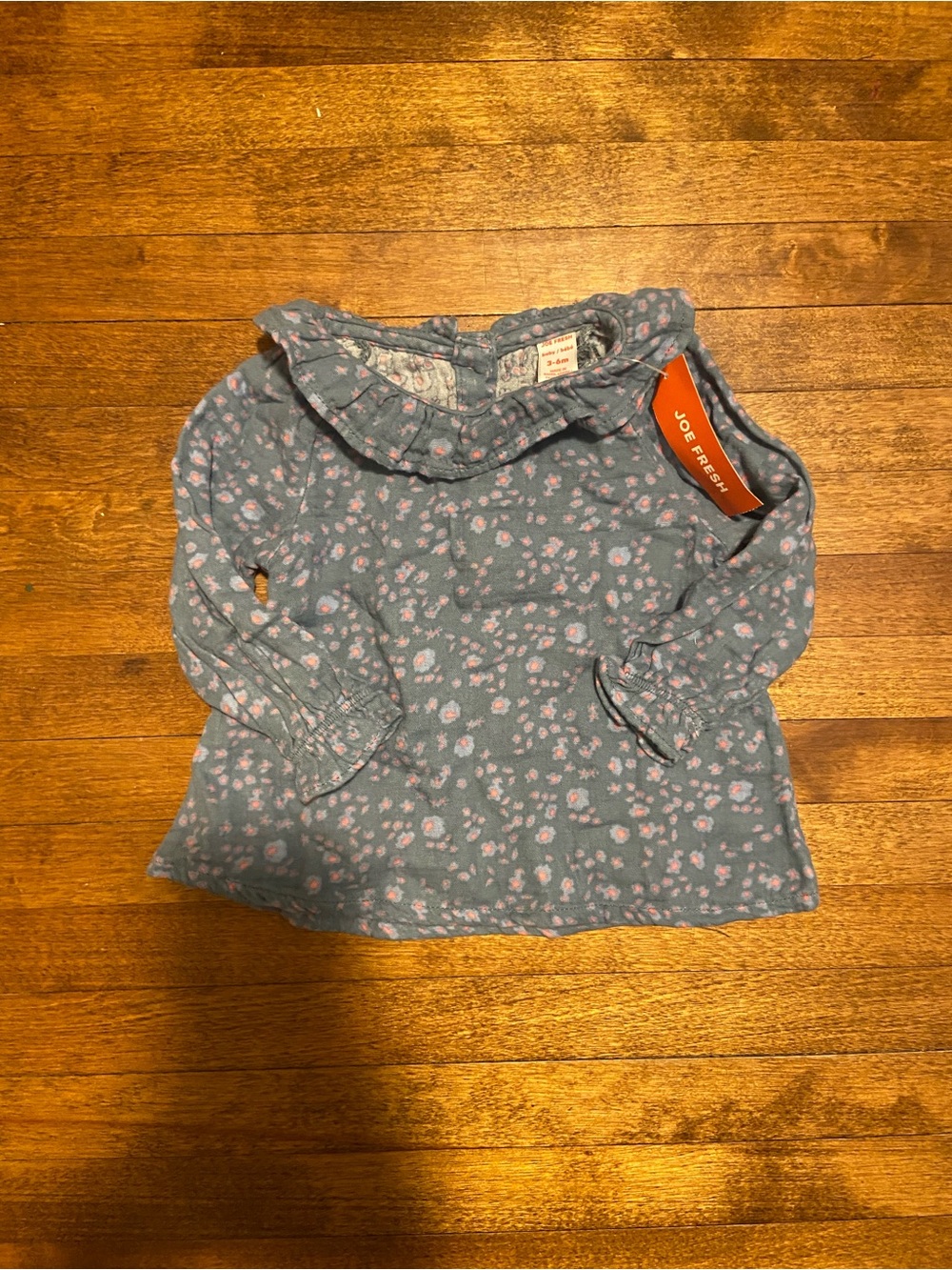10/$25 Bundle - Joe Fresh Blue Floral Ruffle Top